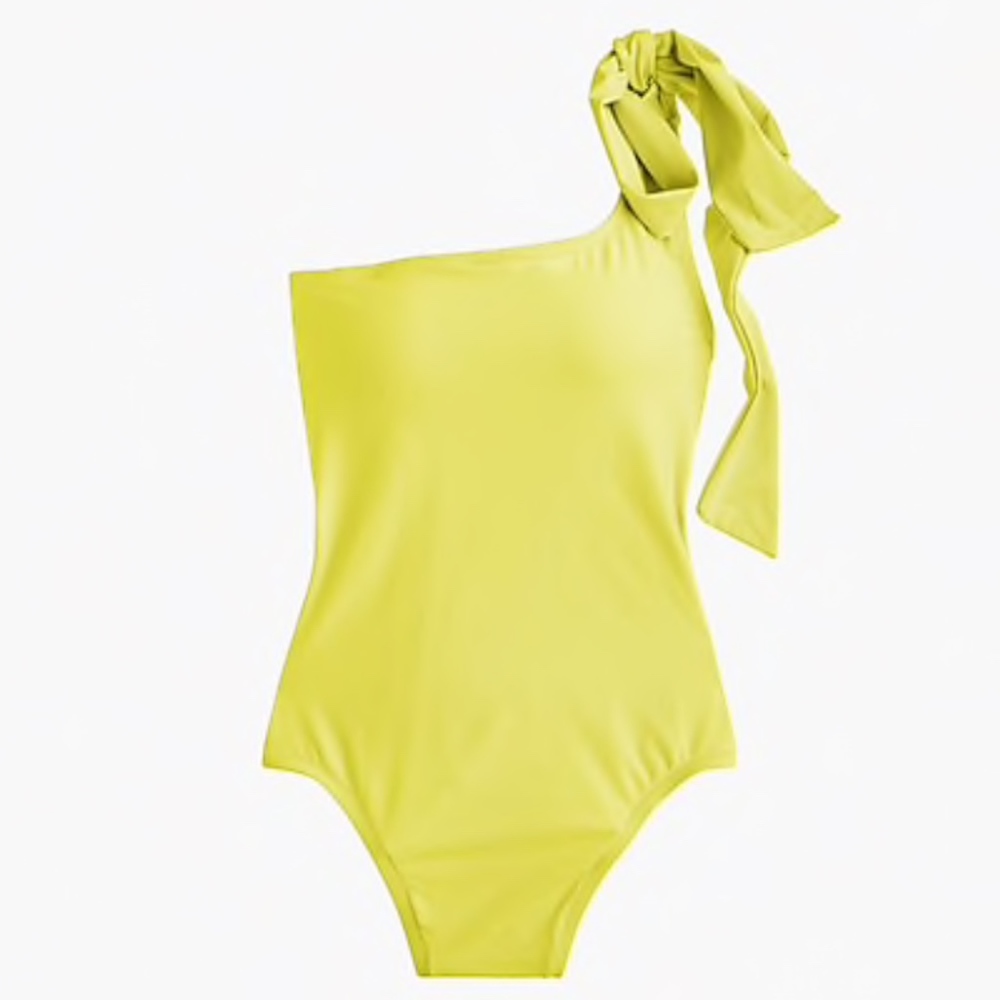 Bow-tie one-shoulder one-piece swimsuit